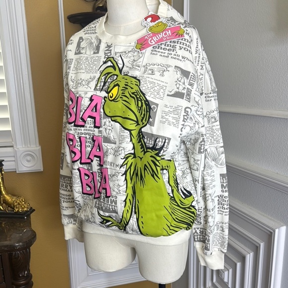 Grinch Graphic Sweater - White and Green - Picture 1 of 2